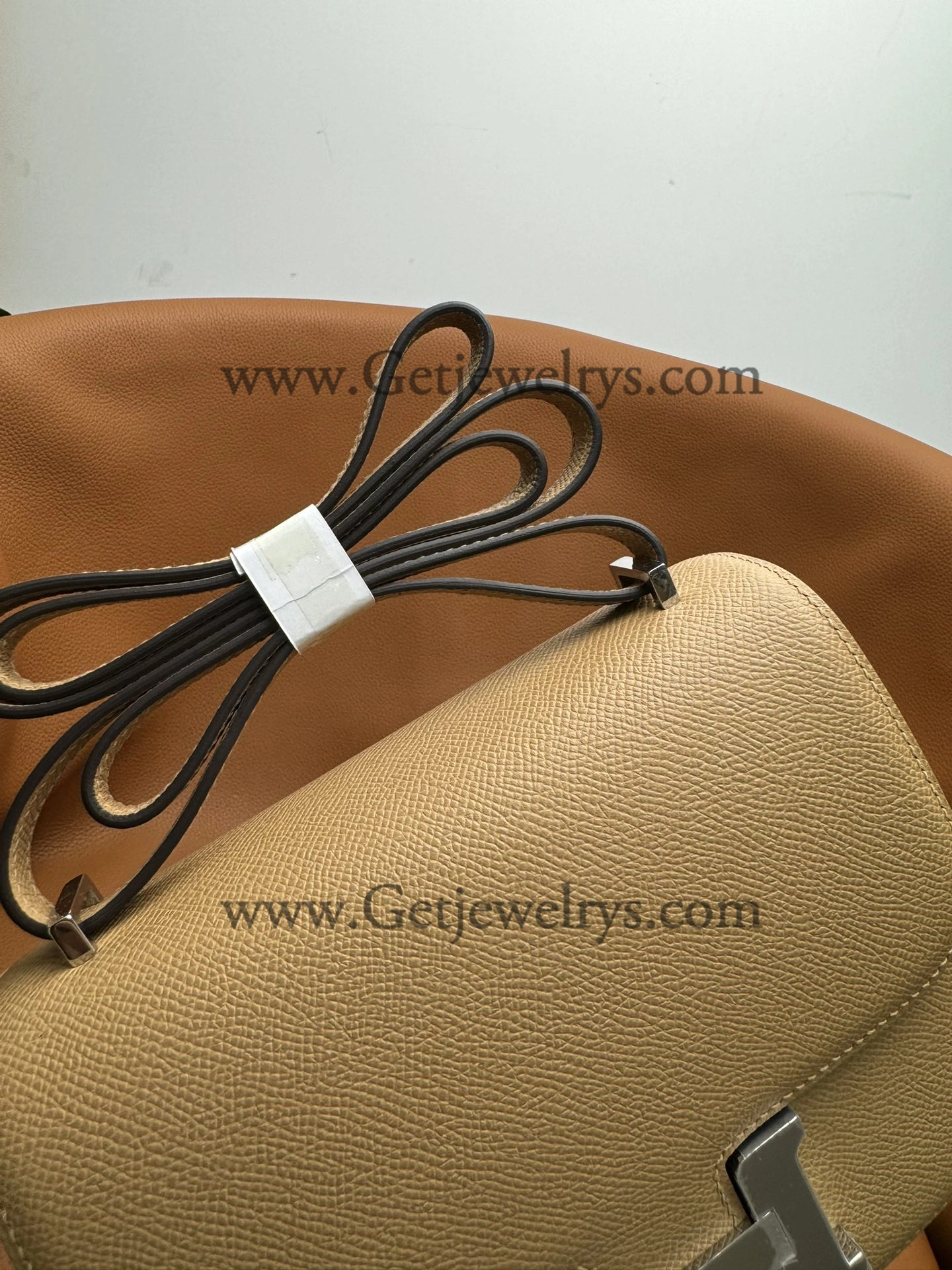 Hermes Constance 18cm Milk-Tea Epsom Leather Bag with Silver Hardware