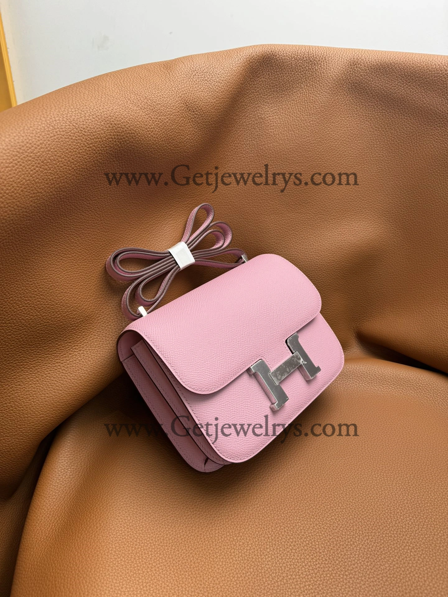 Hermes Constance 18cm Pink Epsom Leather Bag with Silver Hardware