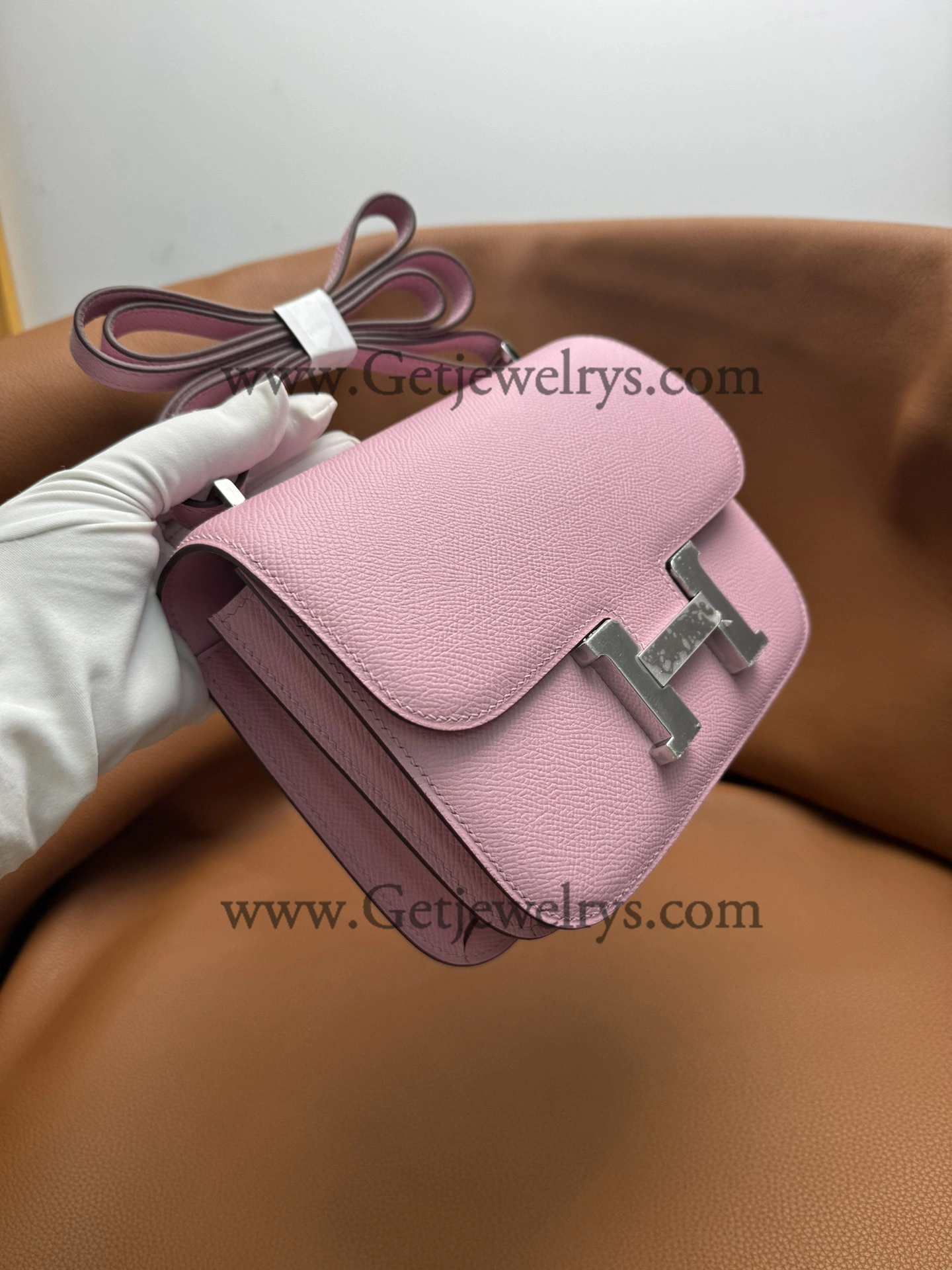 Hermes Constance 18cm Pink Epsom Leather Bag with Silver Hardware