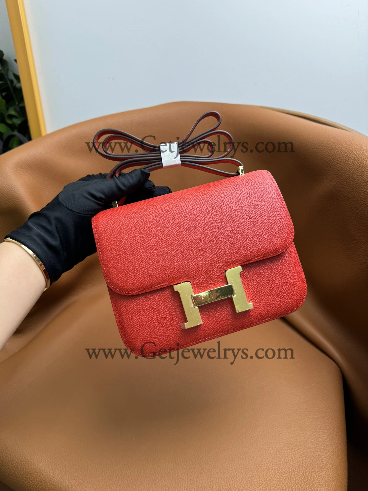 Hermes Constance 18cm Red Epsom Leather Bag with Gold Hardware