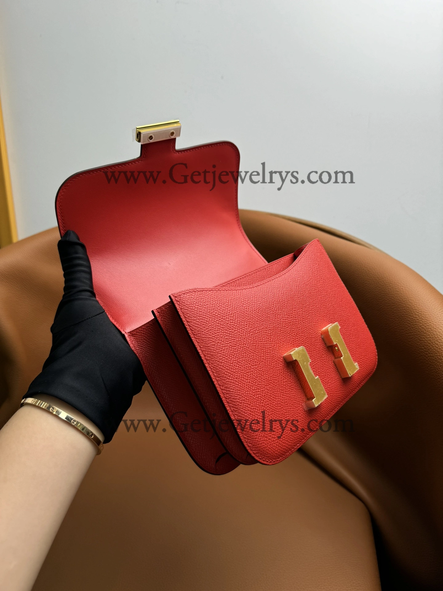 Hermes Constance 18cm Red Epsom Leather Bag with Gold Hardware