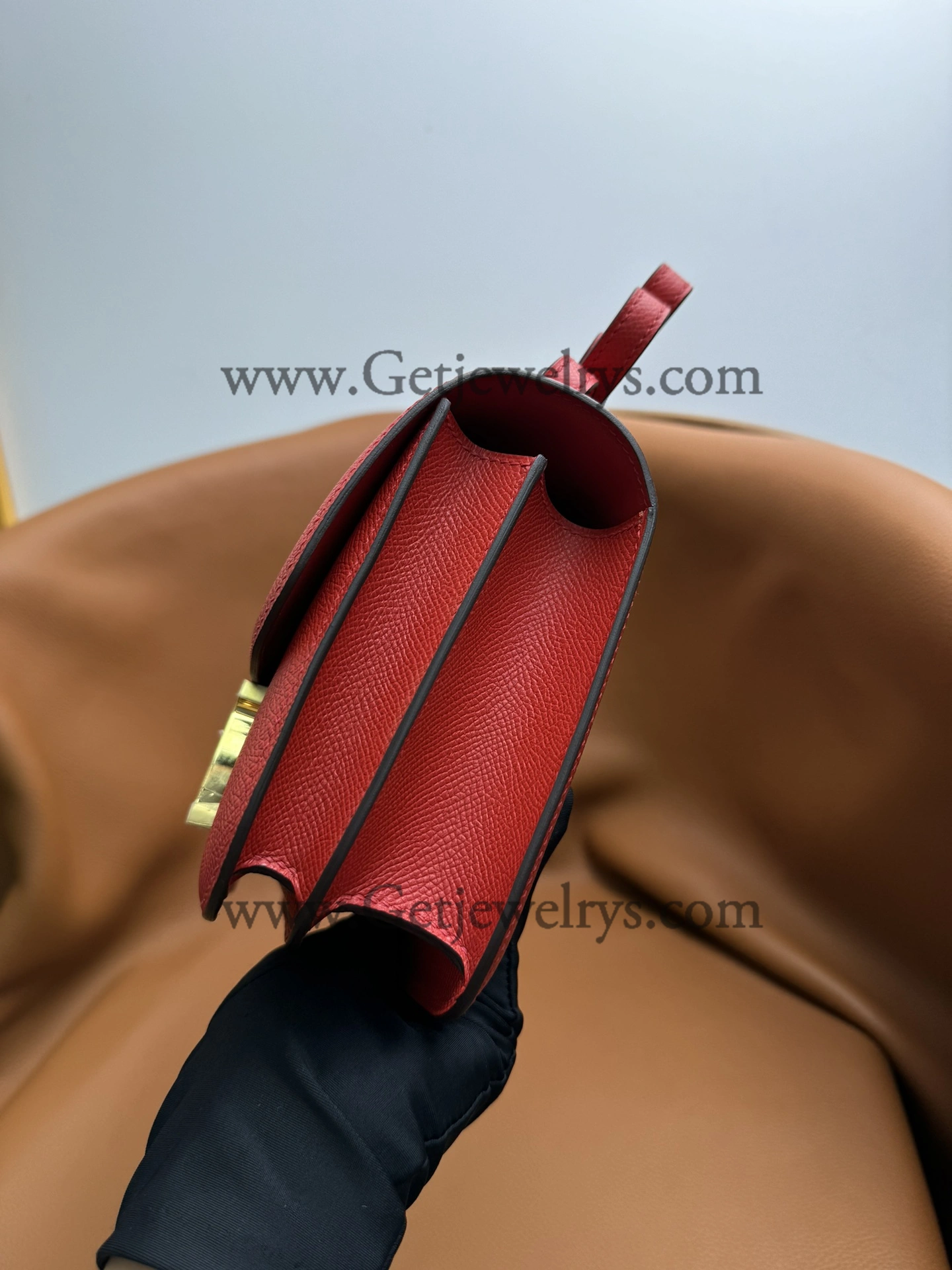 Hermes Constance 18cm Red Epsom Leather Bag with Gold Hardware