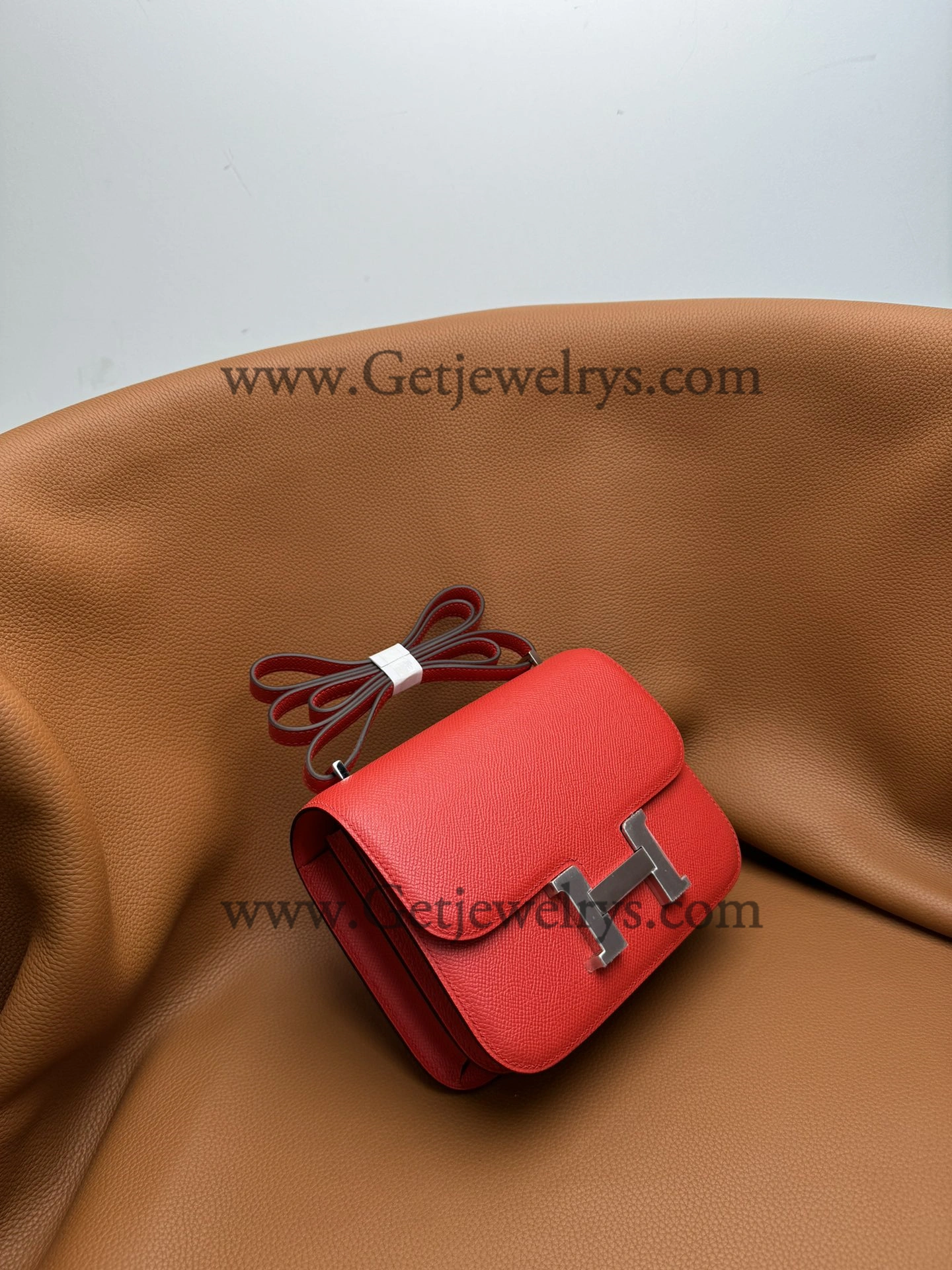 Hermes Constance 18cm Red Epsom Leather Bag with Silver Hardware