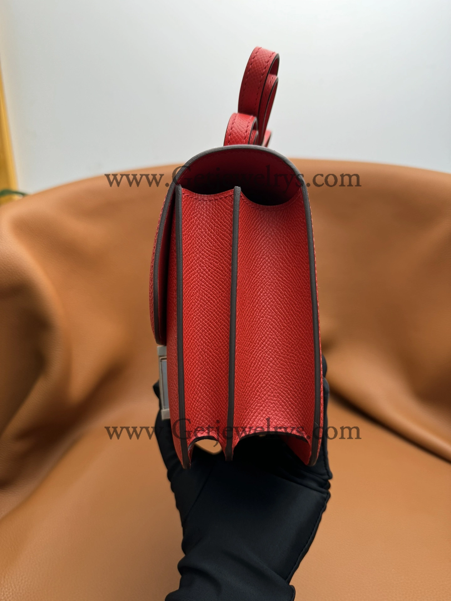 Hermes Constance 18cm Red Epsom Leather Bag with Silver Hardware