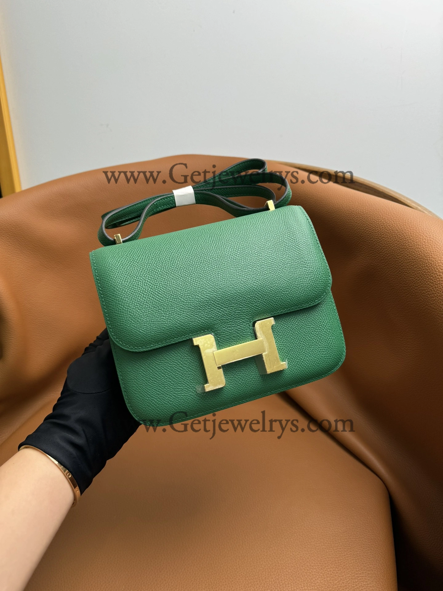 Hermes Constance 18cm Velvet Green Epsom Leather Bag with Gold Hardware