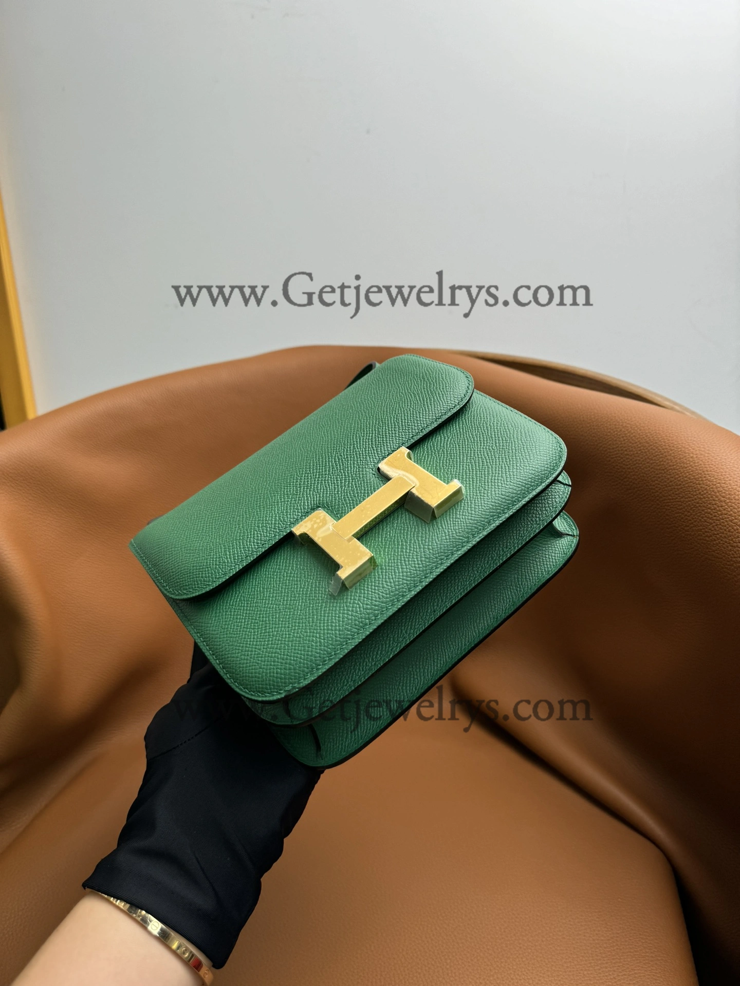 Hermes Constance 18cm Velvet Green Epsom Leather Bag with Gold Hardware