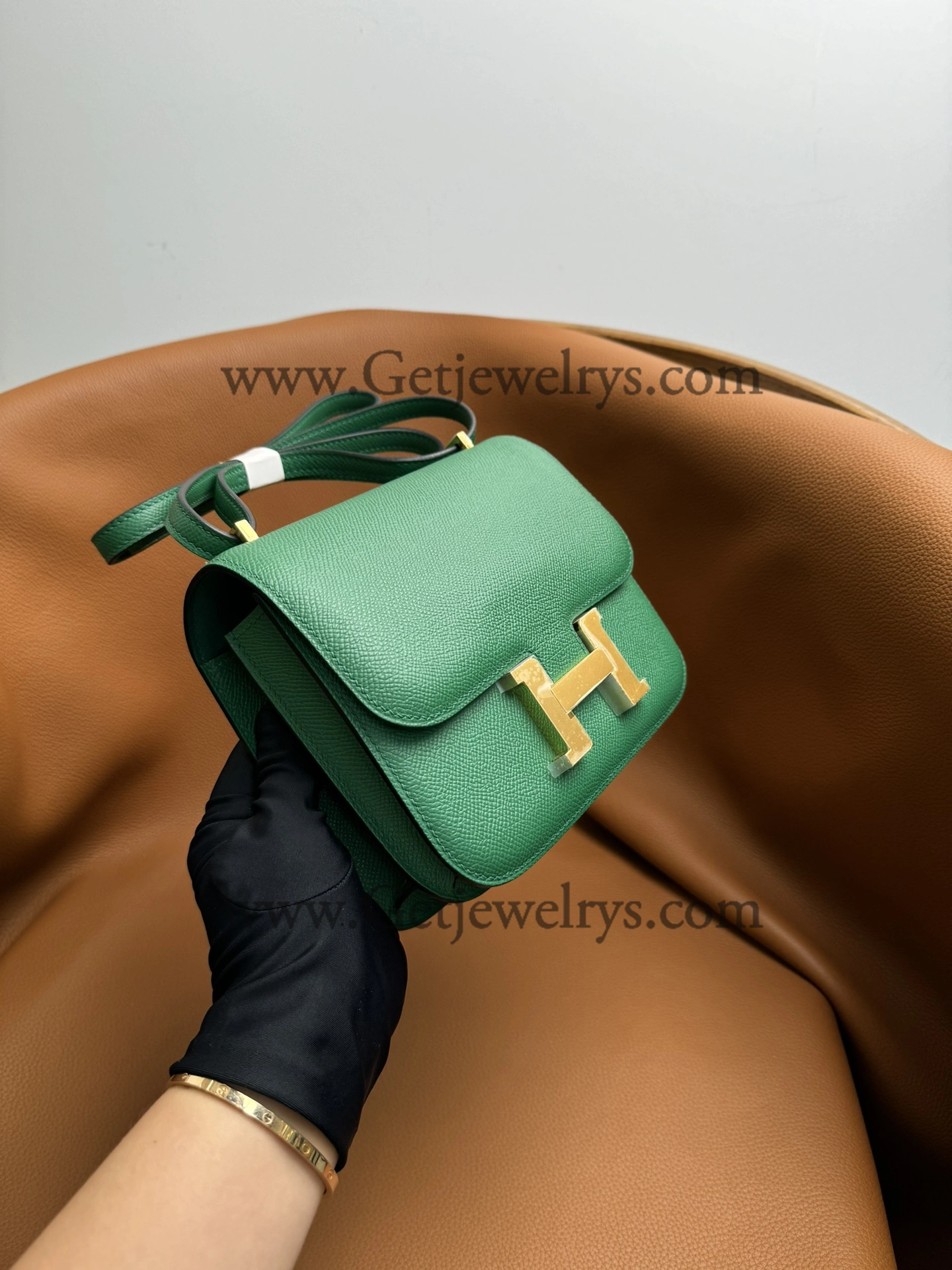 Hermes Constance 18cm Velvet Green Epsom Leather Bag with Gold Hardware