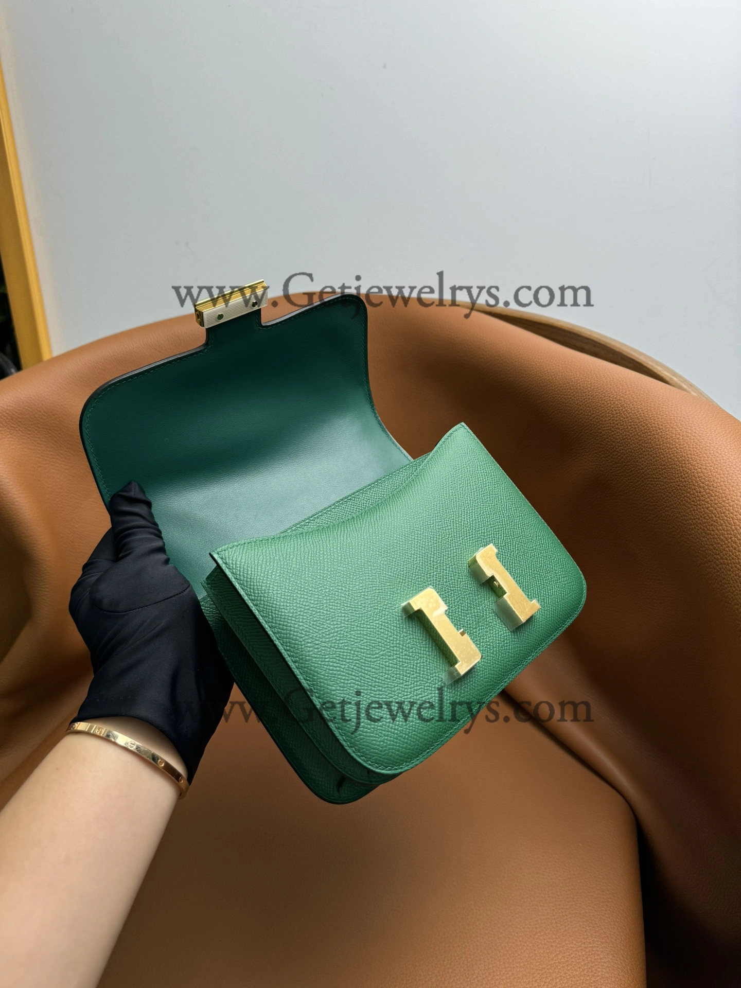 Hermes Constance 18cm Velvet Green Epsom Leather Bag with Gold Hardware