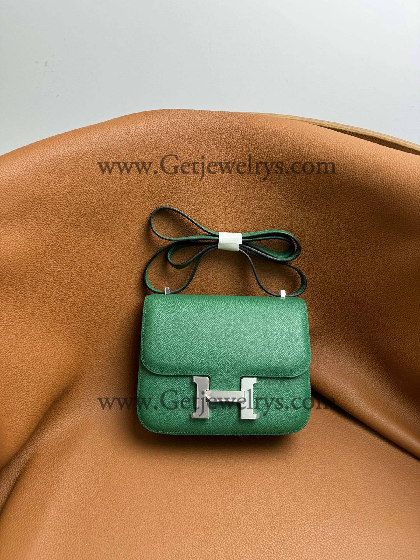 Hermes Constance 18cm Velvet Green Epsom Leather Bag with Silver Hardware