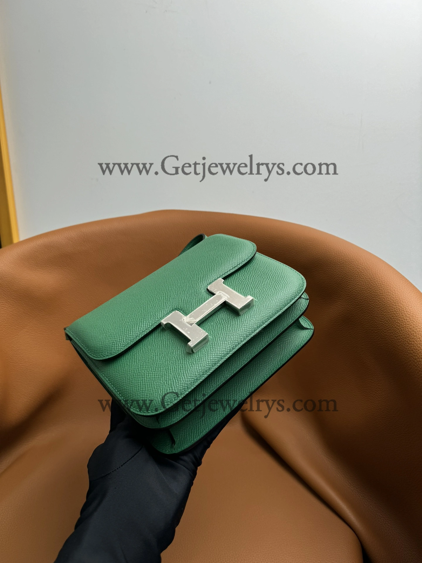 Hermes Constance 18cm Velvet Green Epsom Leather Bag with Silver Hardware