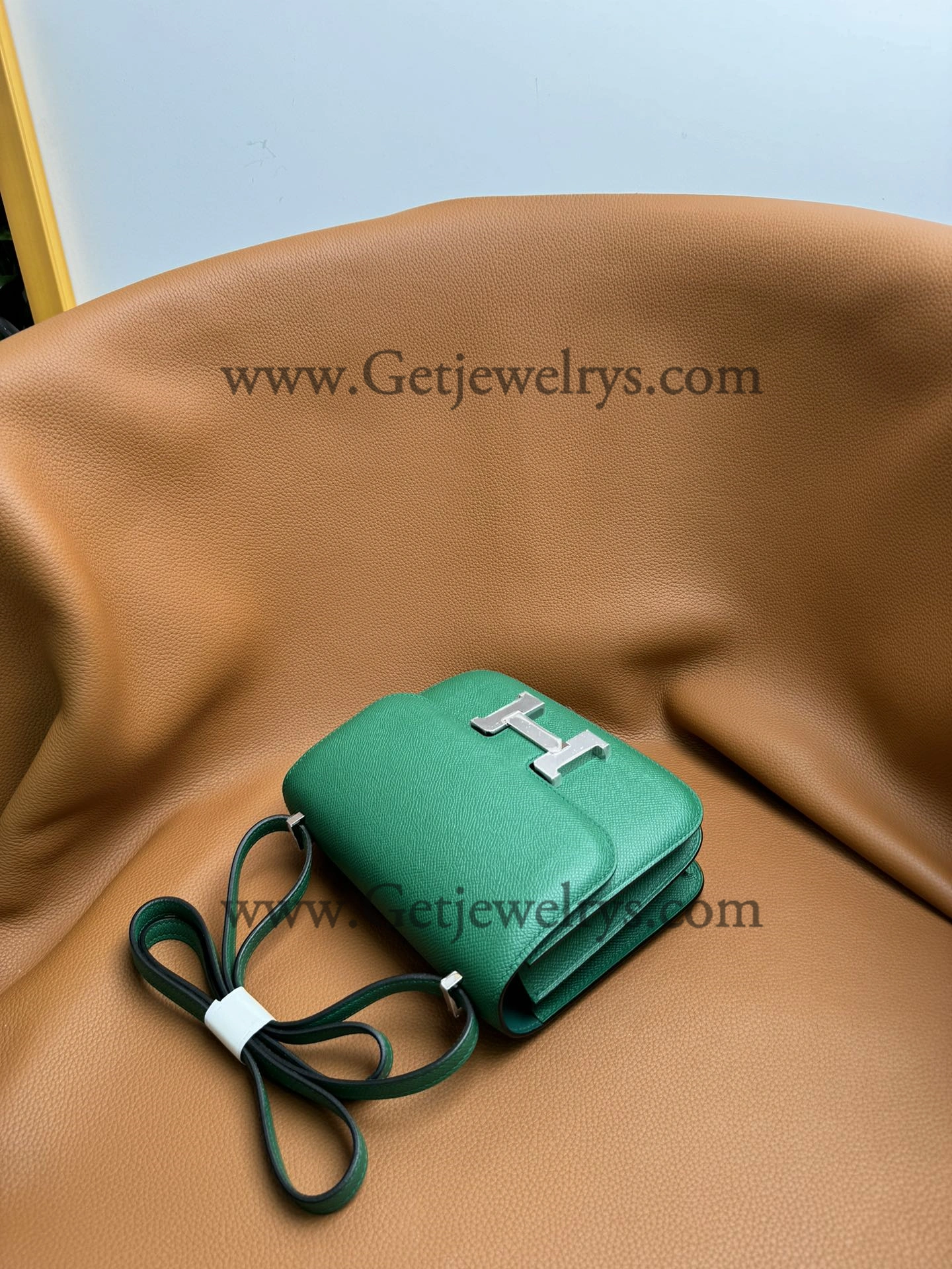 Hermes Constance 18cm Velvet Green Epsom Leather Bag with Silver Hardware