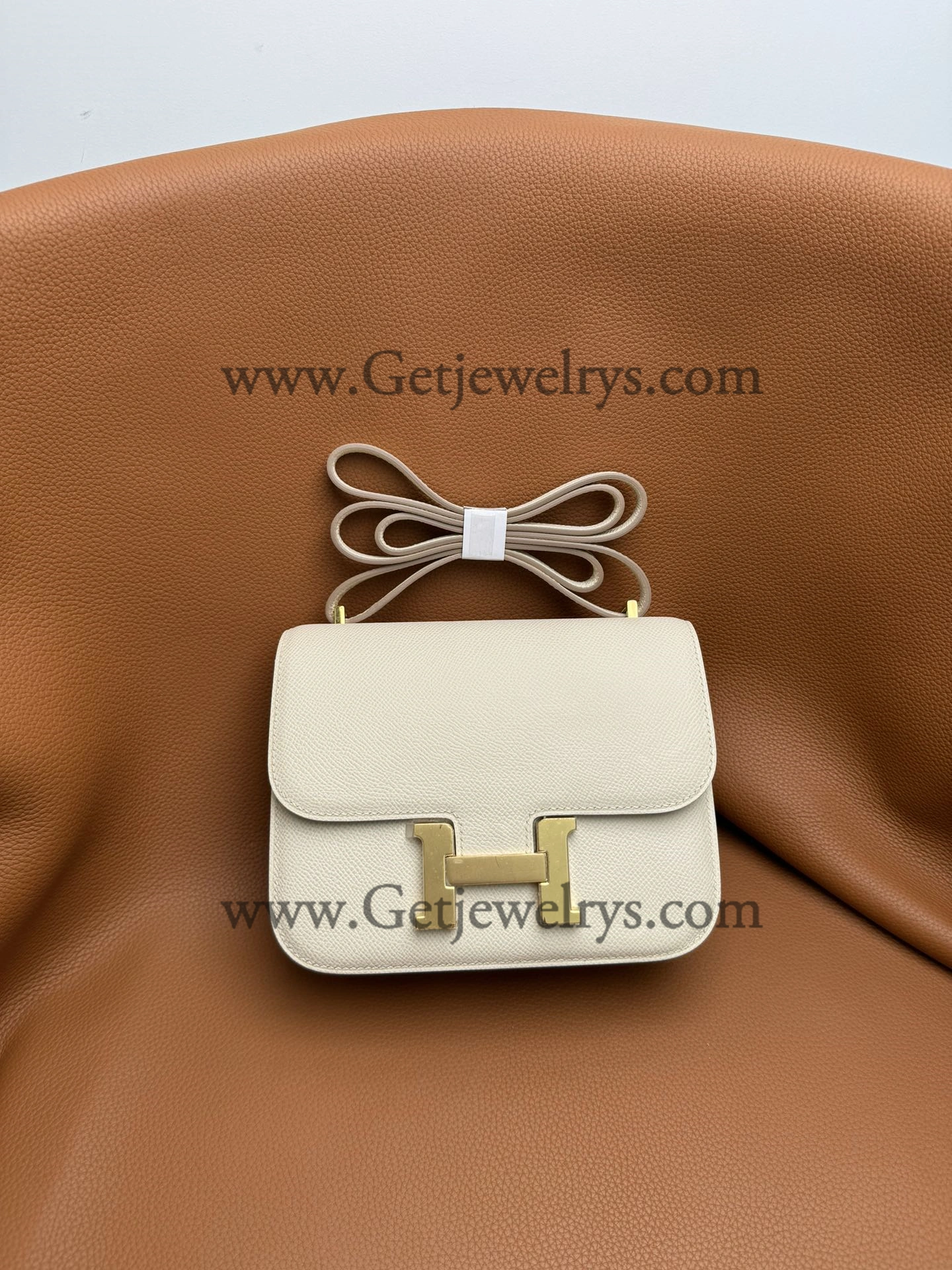 Hermes Constance 18cm White Epsom Leather Bag with Gold Hardware