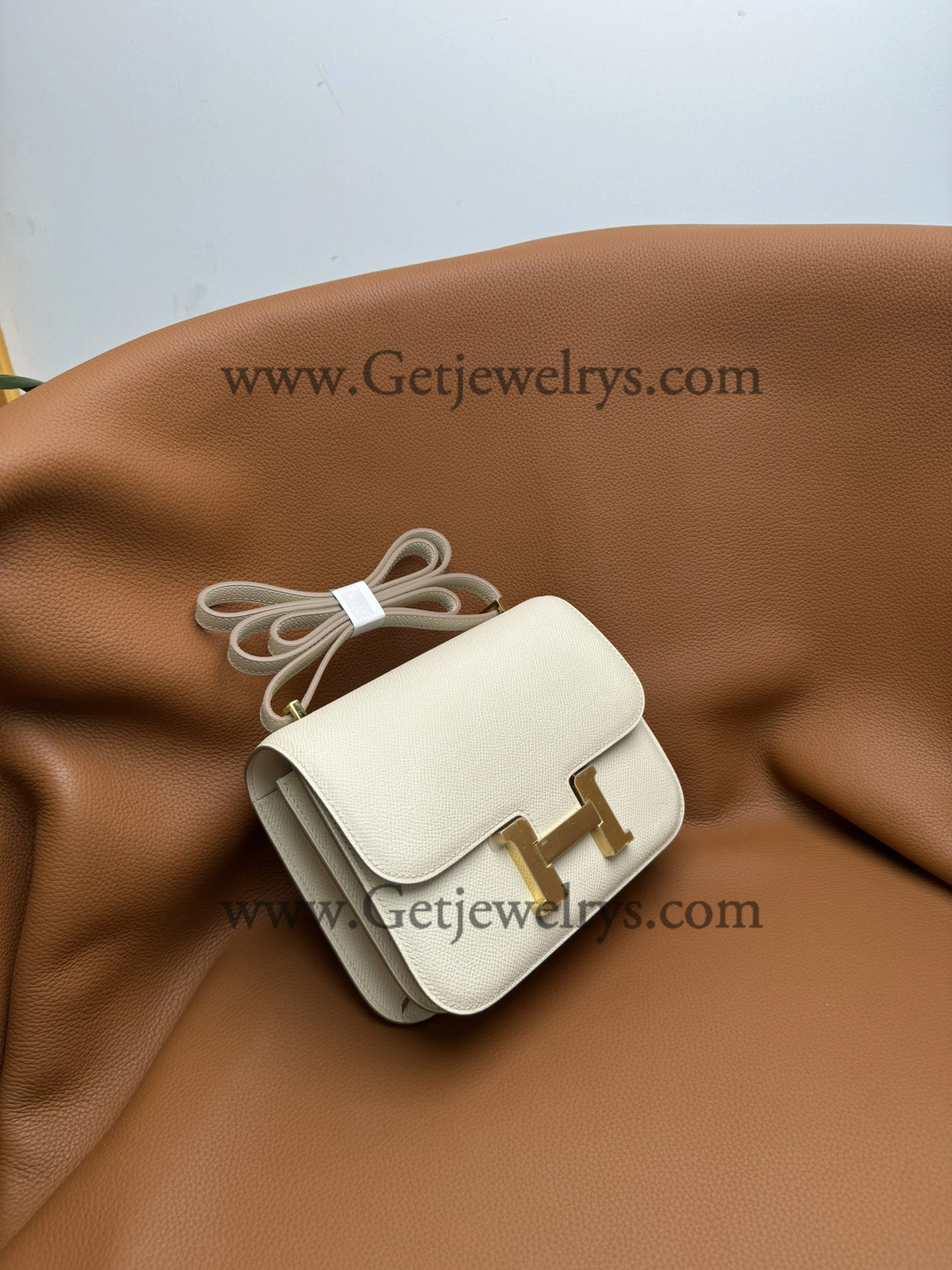 Hermes Constance 18cm White Epsom Leather Bag with Gold Hardware