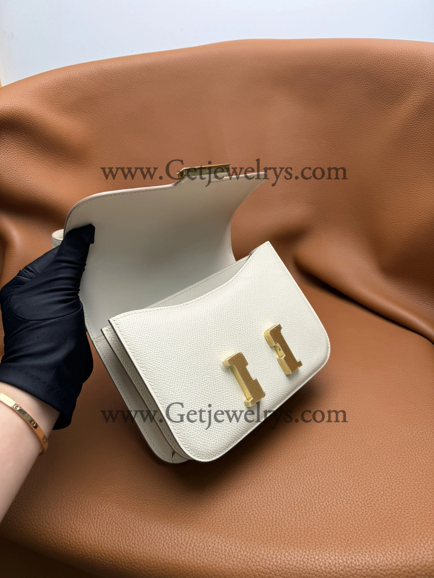 Hermes Constance 18cm White Epsom Leather Bag with Gold Hardware