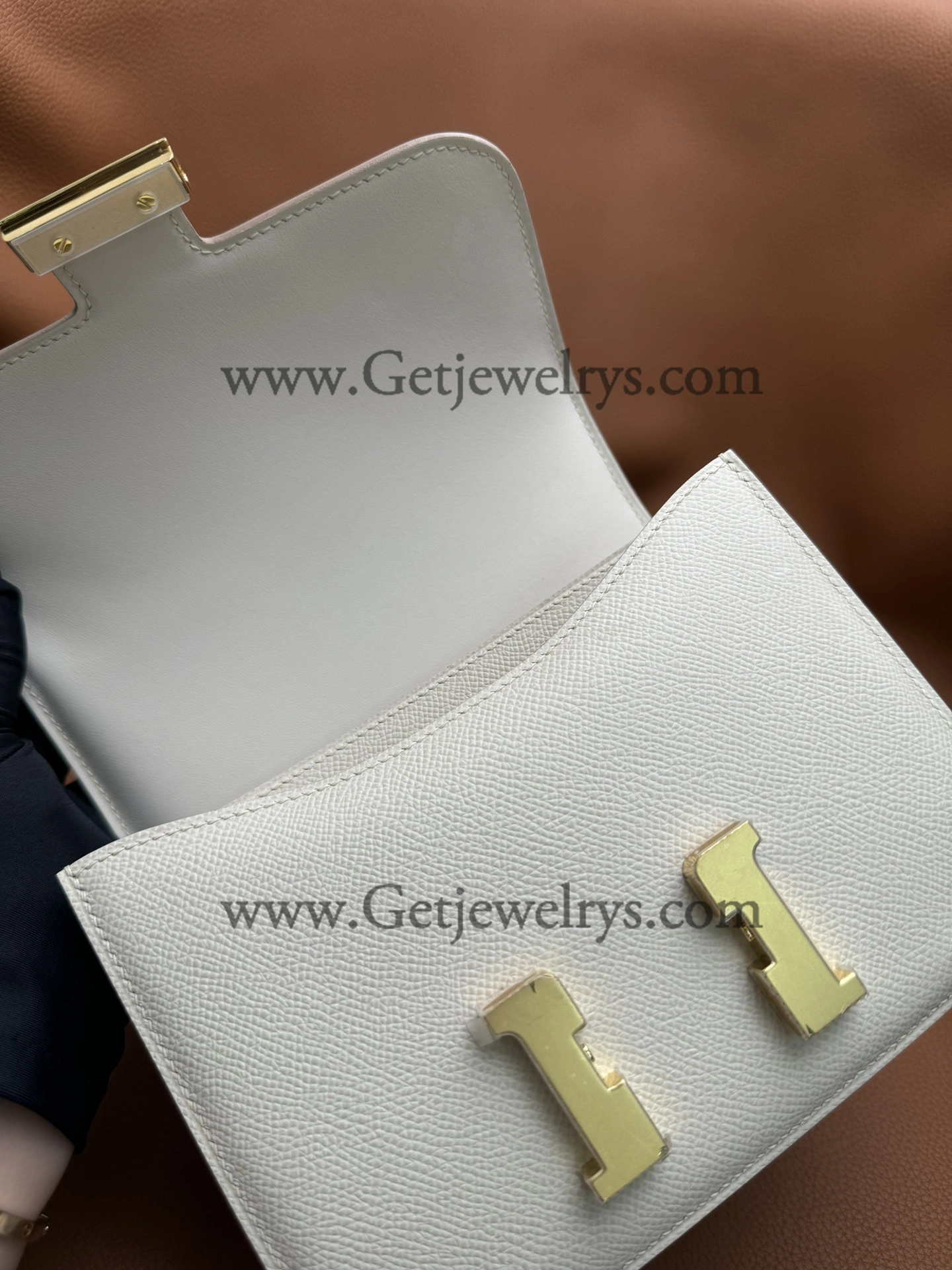 Hermes Constance 18cm White Epsom Leather Bag with Gold Hardware
