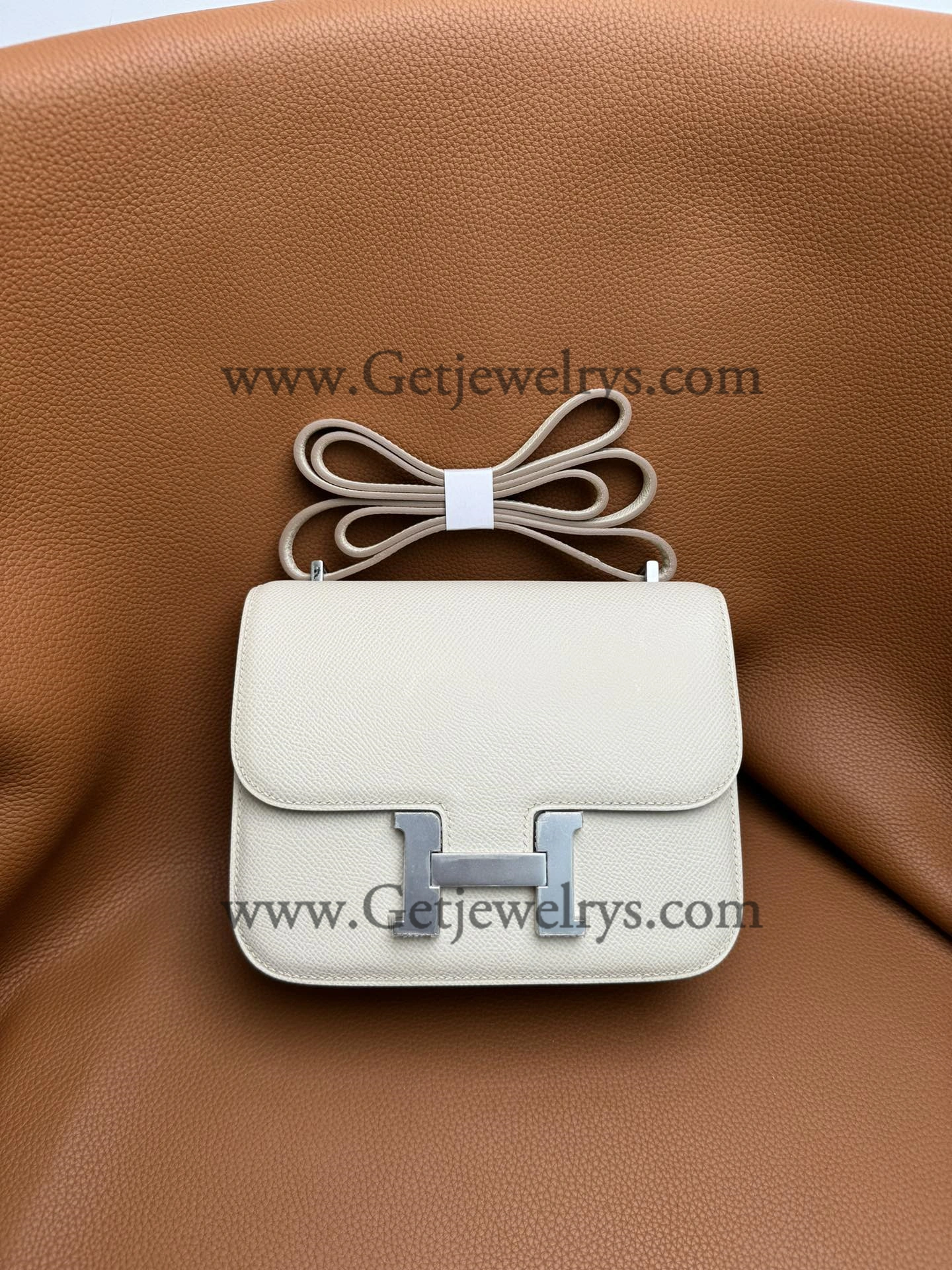Hermes Constance 18cm White Epsom Leather Bag with Silver Hardware