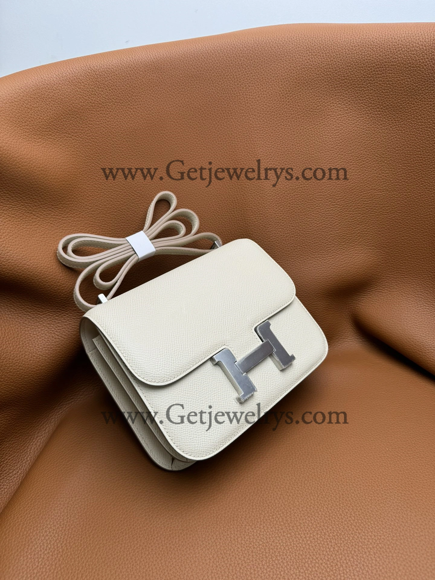 Hermes Constance 18cm White Epsom Leather Bag with Silver Hardware