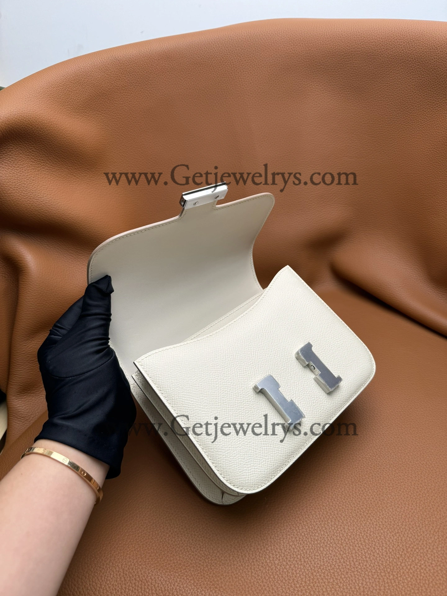 Hermes Constance 18cm White Epsom Leather Bag with Silver Hardware