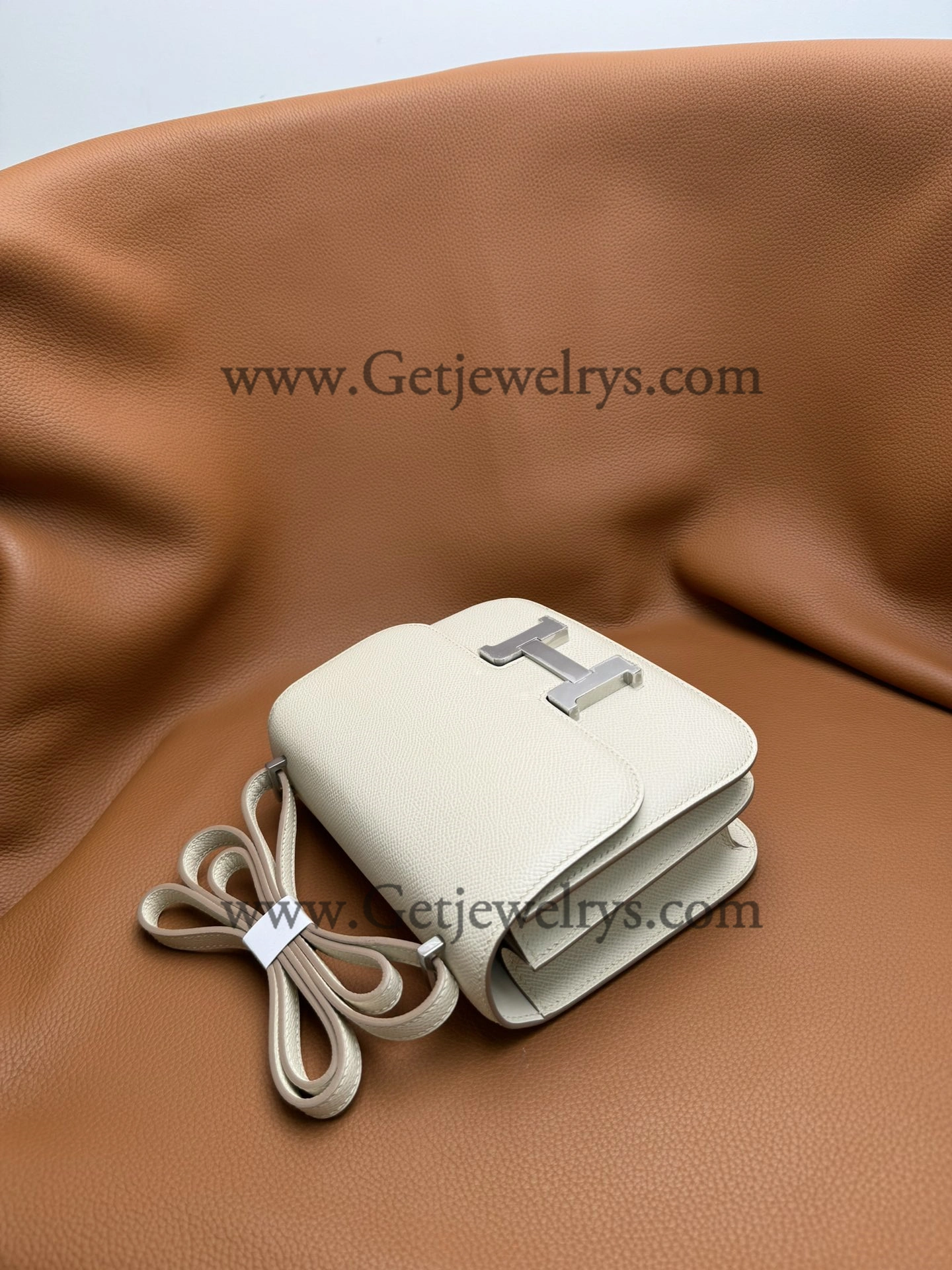 Hermes Constance 18cm White Epsom Leather Bag with Silver Hardware