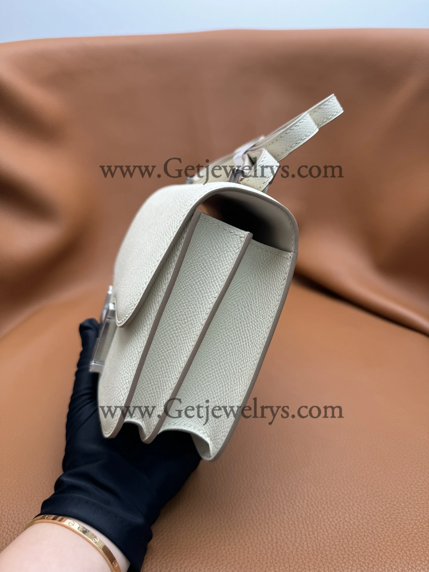 Hermes Constance 18cm White Epsom Leather Bag with Silver Hardware