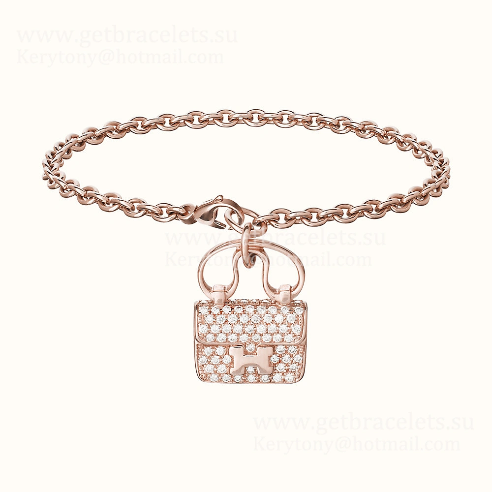 Hermes Constance Amulette Bracelet Rose Gold With Diamonds Nice Price Jewellery