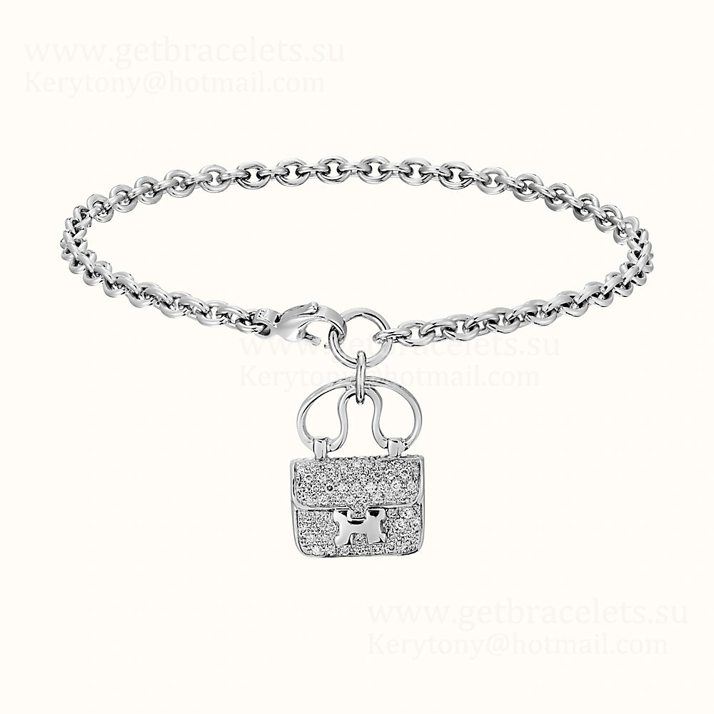 Hermes Constance Amulette Bracelet White Gold With Diamonds Toned UK Price