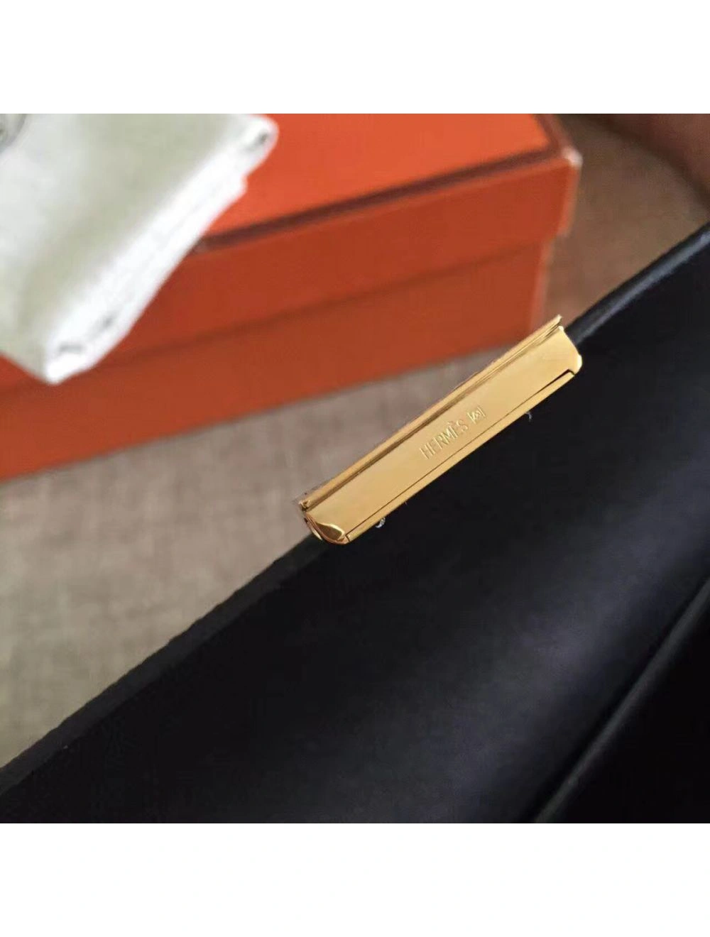 Hermes Constance Long Wallet In Black Epsom Leather