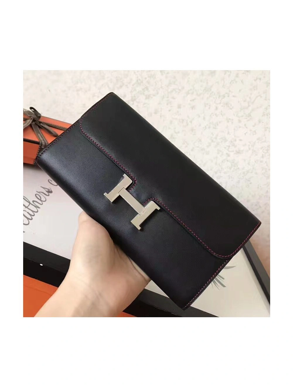 Hermes Constance Long Wallet In Black Swift Leather