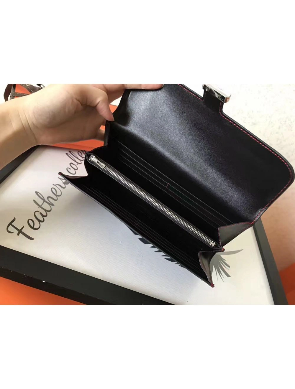 Hermes Constance Long Wallet In Black Swift Leather