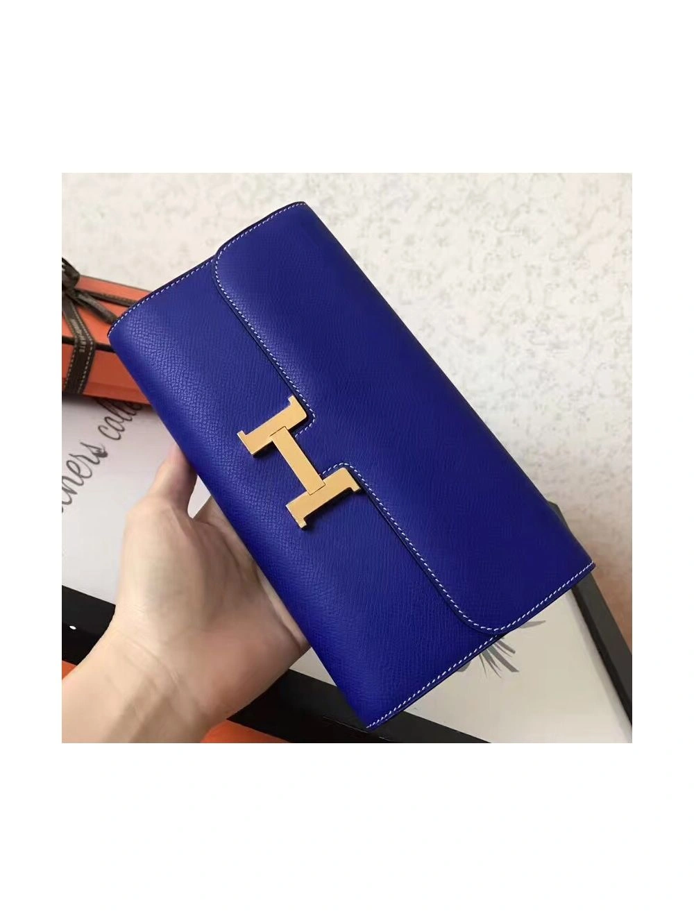 Hermes Constance Long Wallet In Blue Electric Epsom Leather
