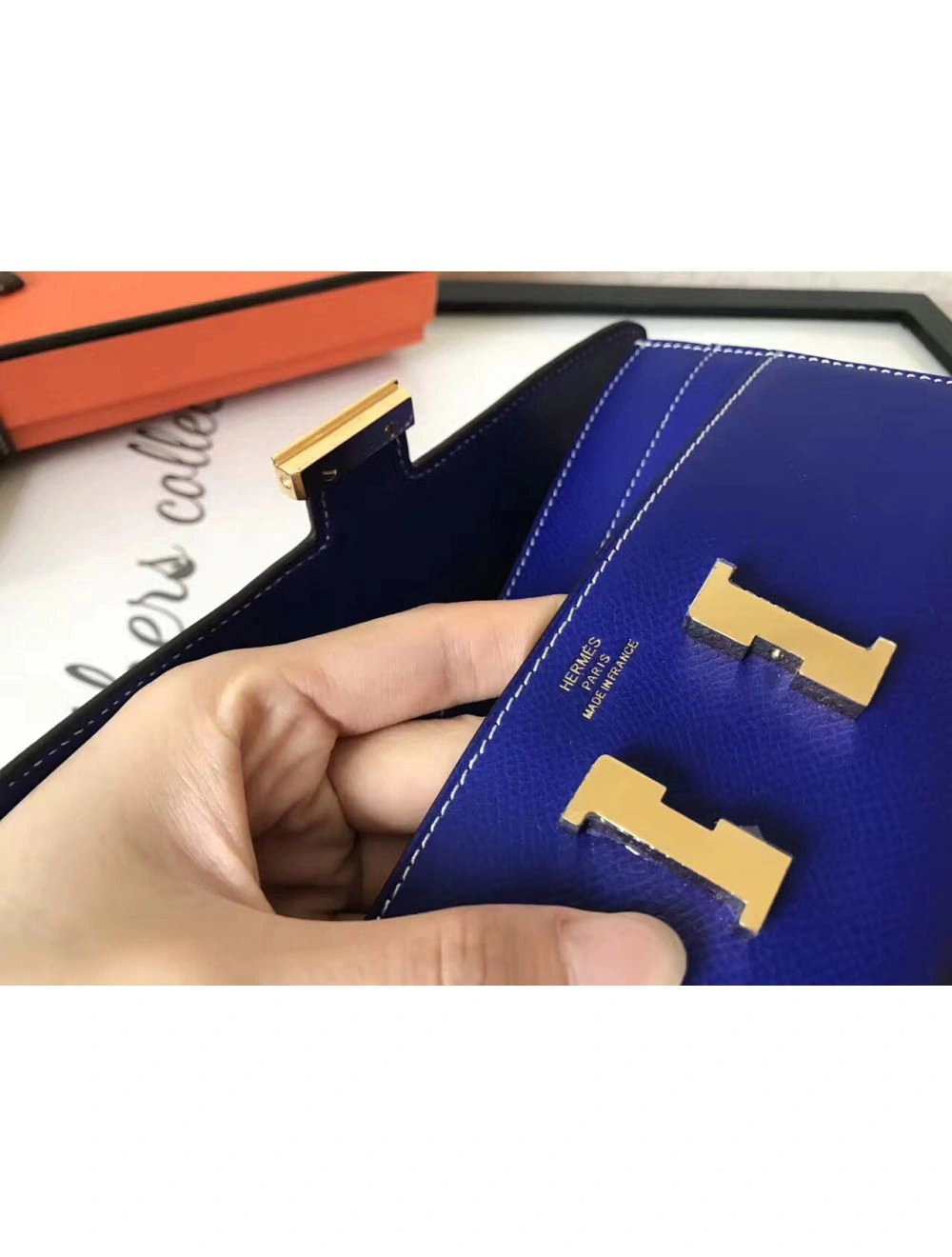 Hermes Constance Long Wallet In Blue Electric Epsom Leather
