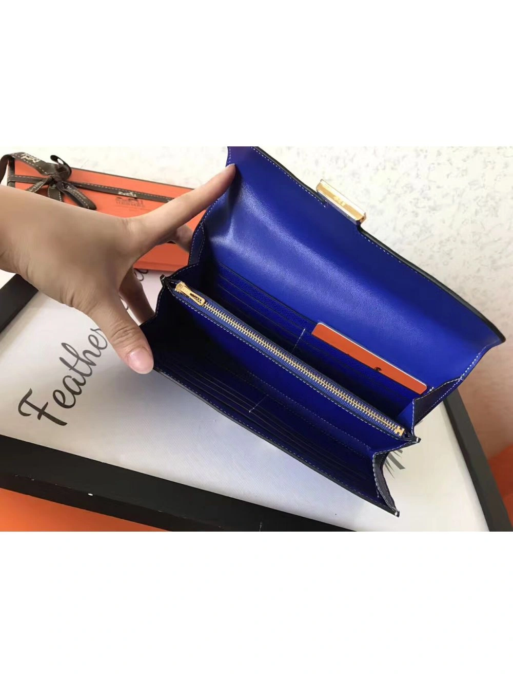 Hermes Constance Long Wallet In Blue Electric Epsom Leather