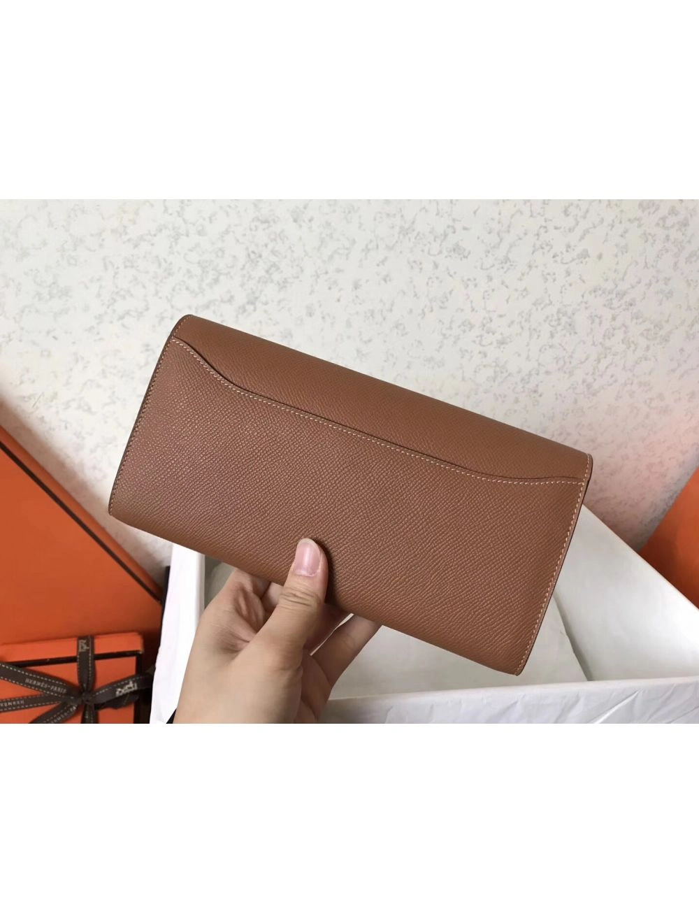 Hermes Constance Long Wallet In Gold Epsom Leather