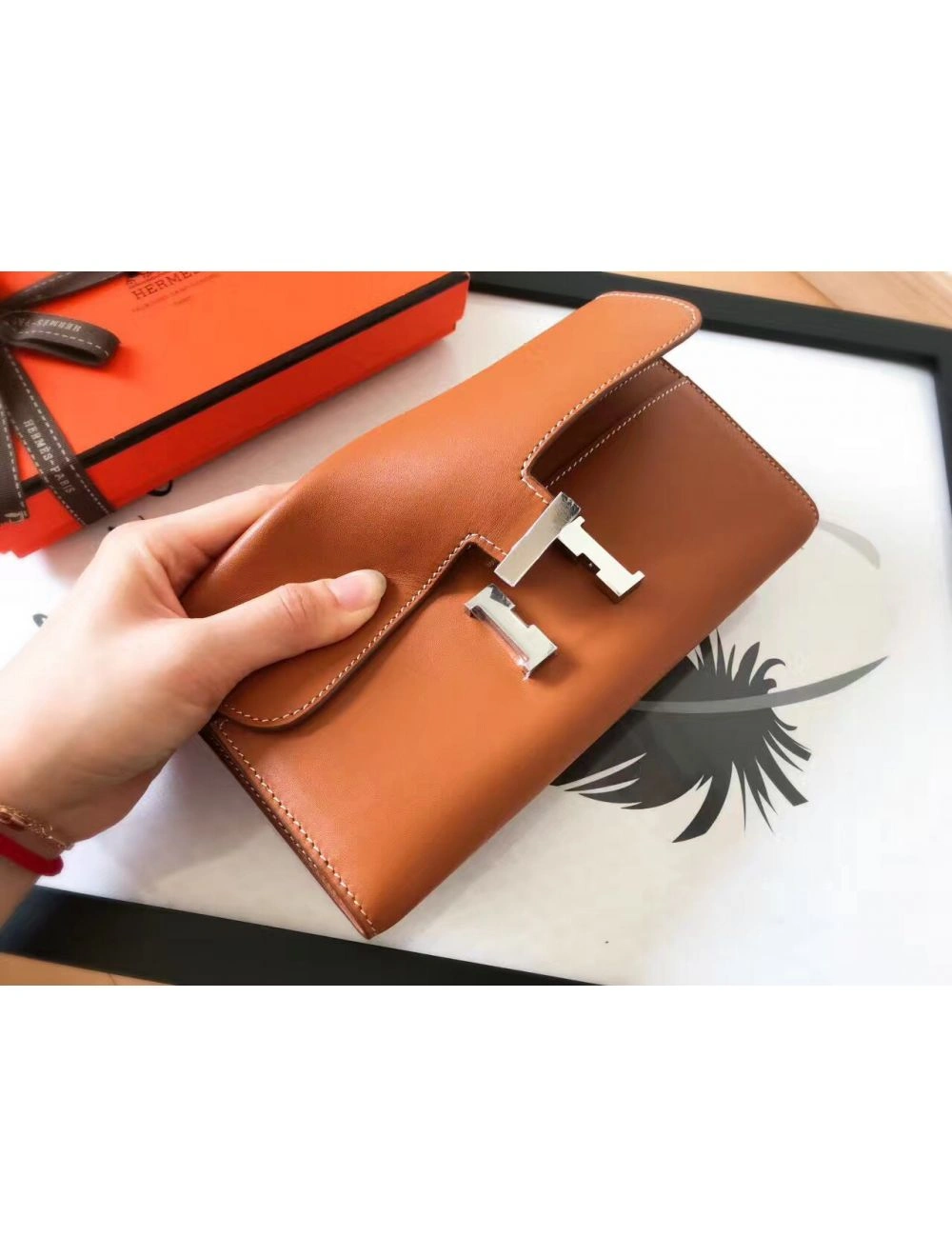 Hermes Constance Long Wallet In Gold Swift Leather