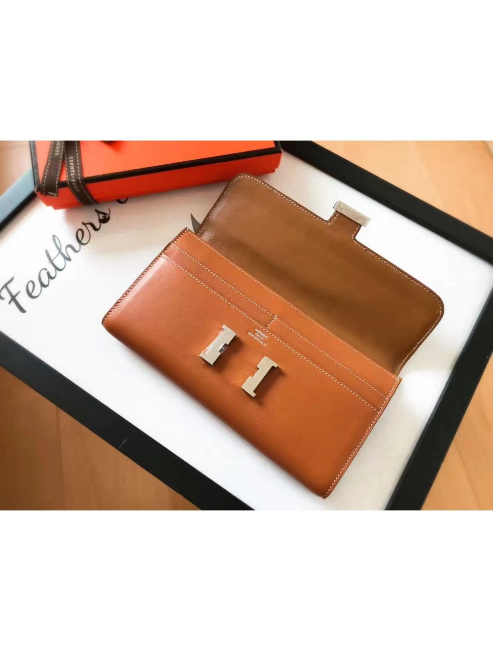 Hermes Constance Long Wallet In Gold Swift Leather