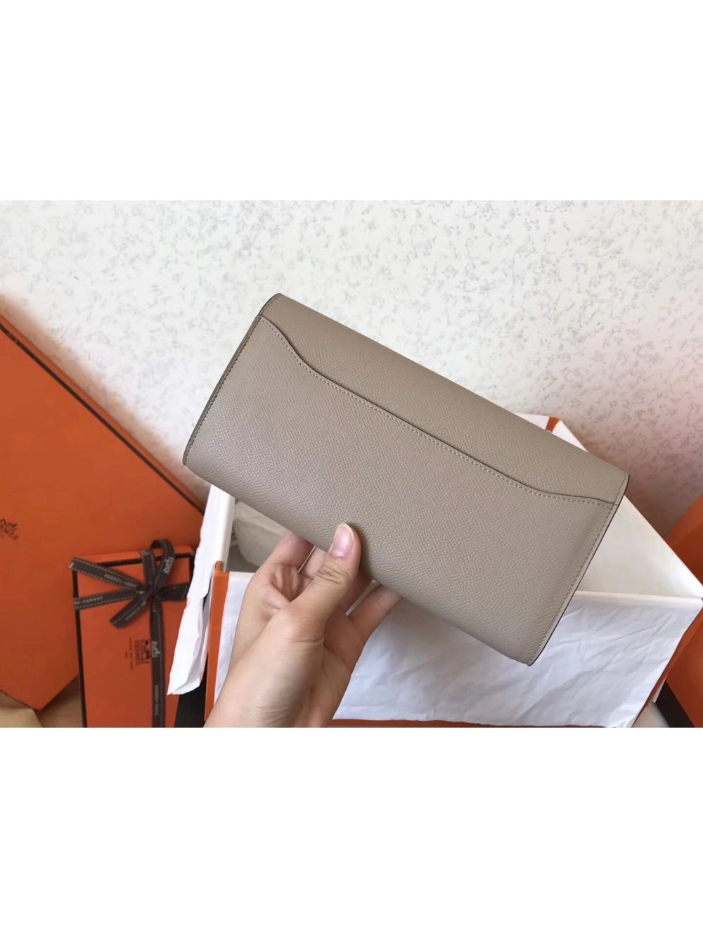 Hermes Constance Long Wallet In Grey Epsom Leather