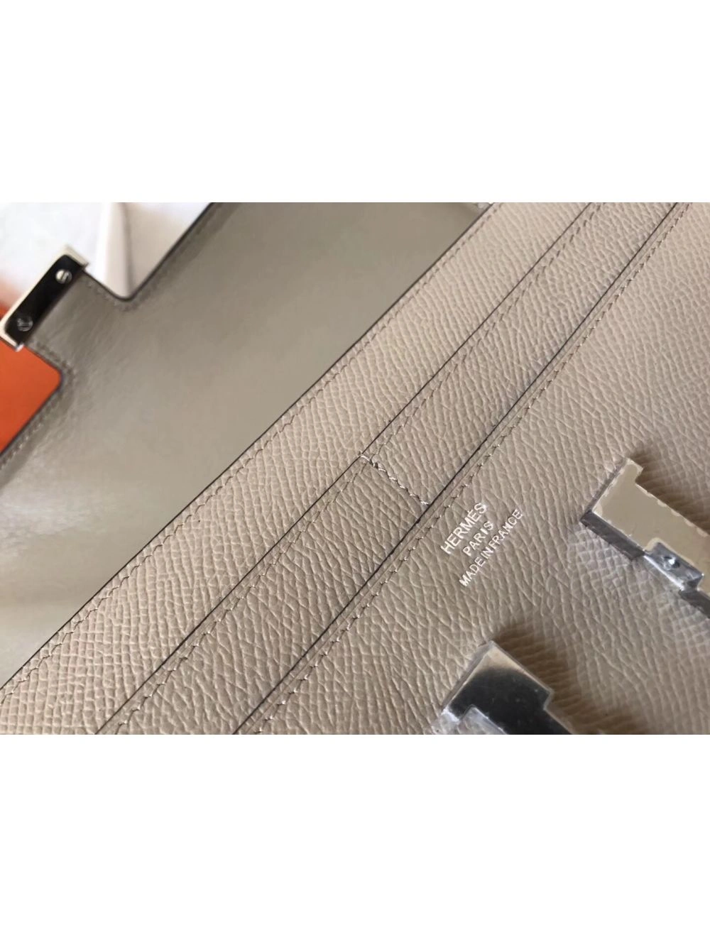 Hermes Constance Long Wallet In Grey Epsom Leather