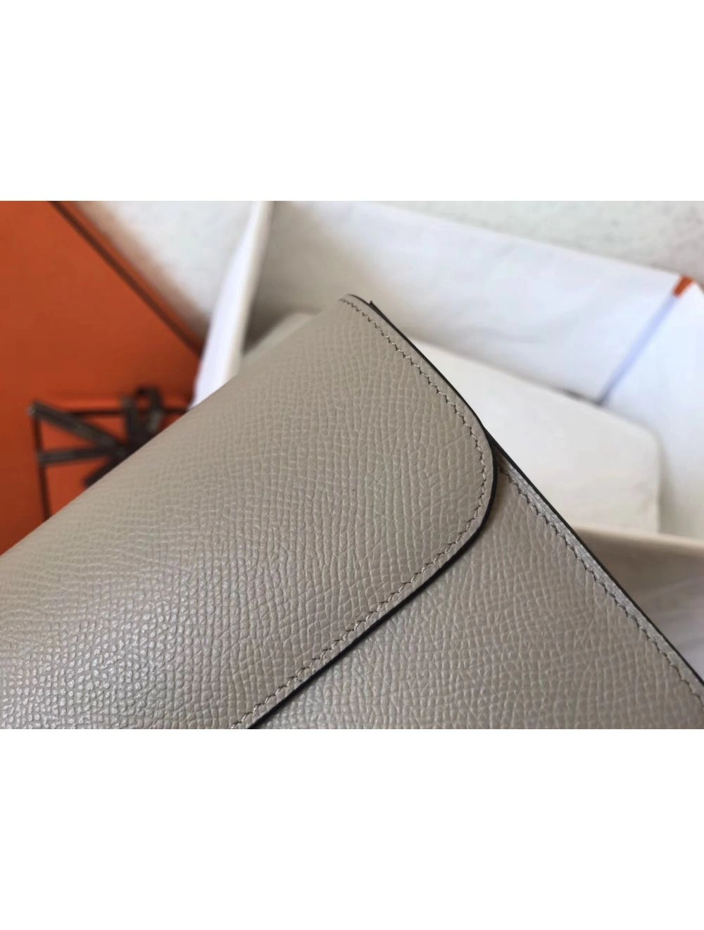 Hermes Constance Long Wallet In Grey Epsom Leather