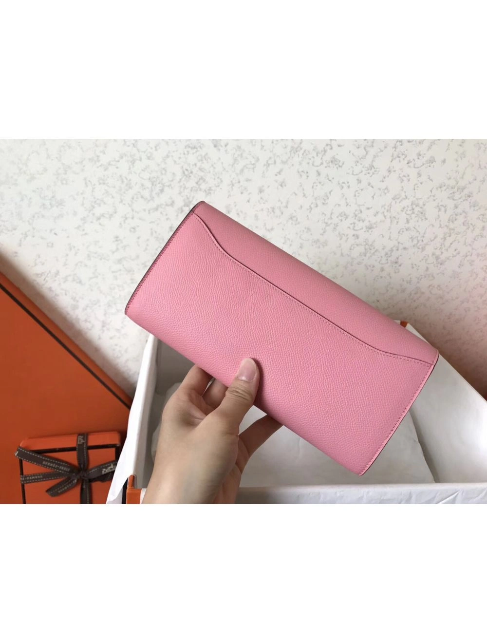 Hermes Constance Long Wallet In Pink Epsom Leather