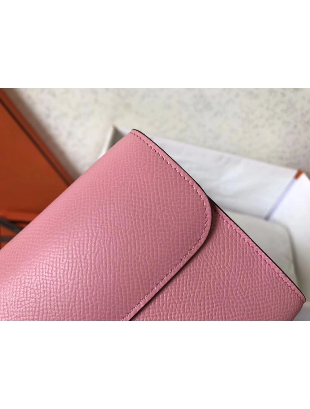 Hermes Constance Long Wallet In Pink Epsom Leather