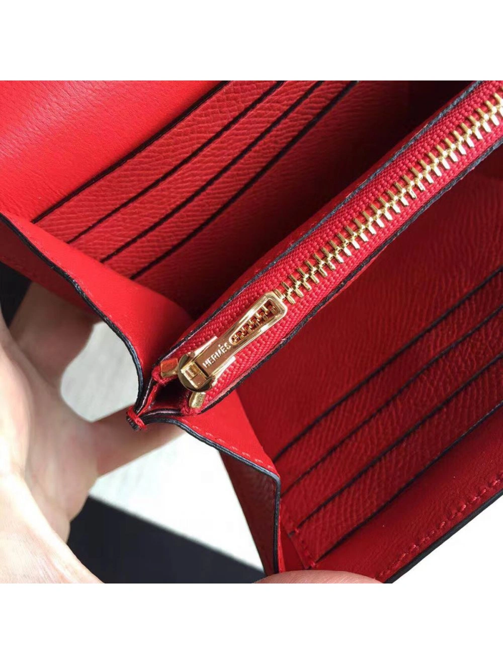 Hermes Constance Long Wallet In Red Epsom Leather