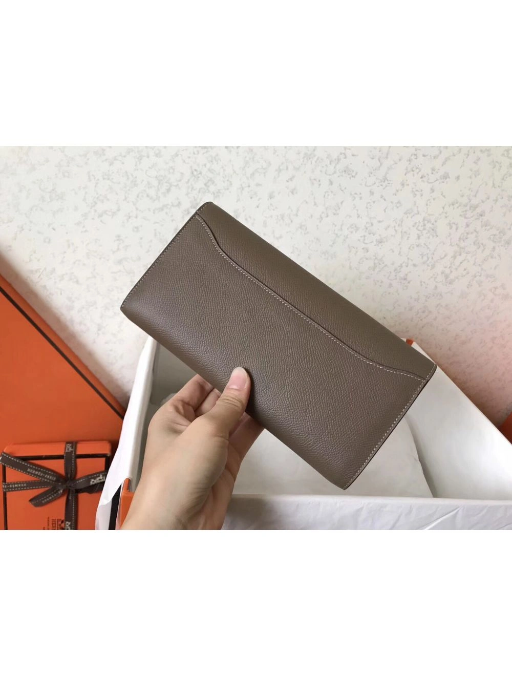 Hermes Constance Long Wallet In Taupe Epsom Leather
