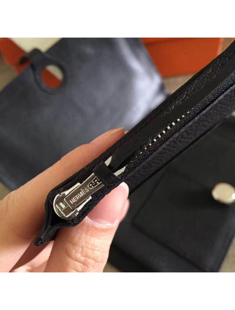 Hermes Dogon Duo Wallet In Black Clemence Leather