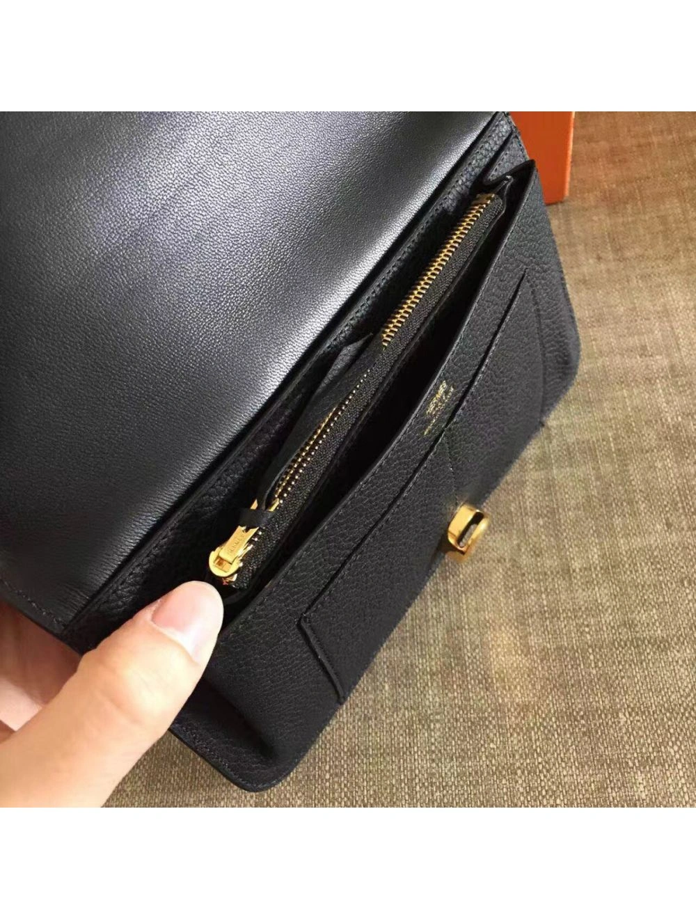 Hermes Dogon Duo Wallet In Black Clemence Leather