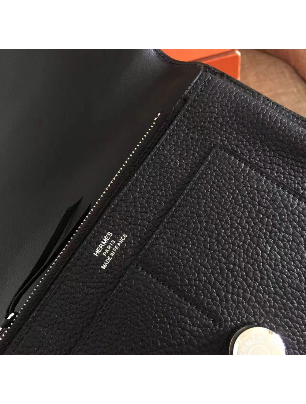 Hermes Dogon Duo Wallet In Black Clemence Leather