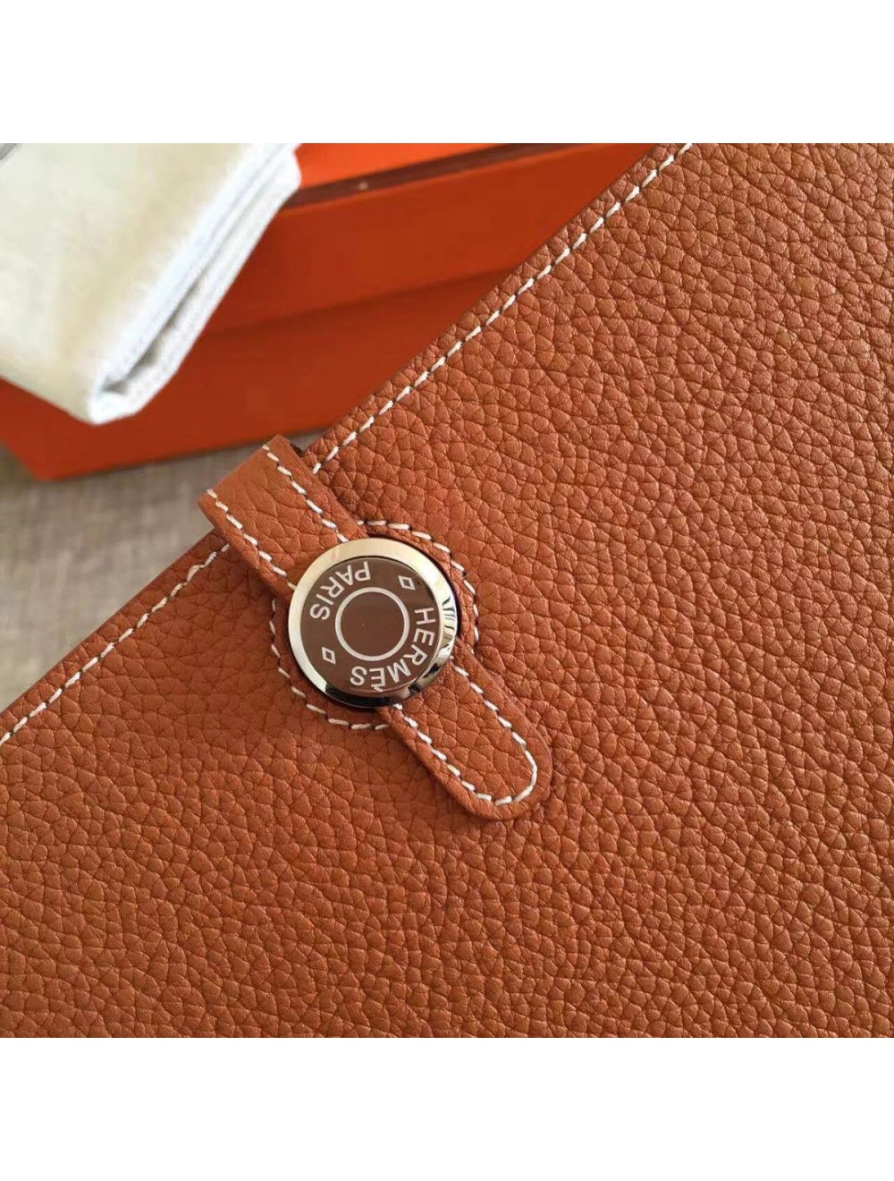 Hermes Dogon Duo Wallet In Gold Clemence Leather