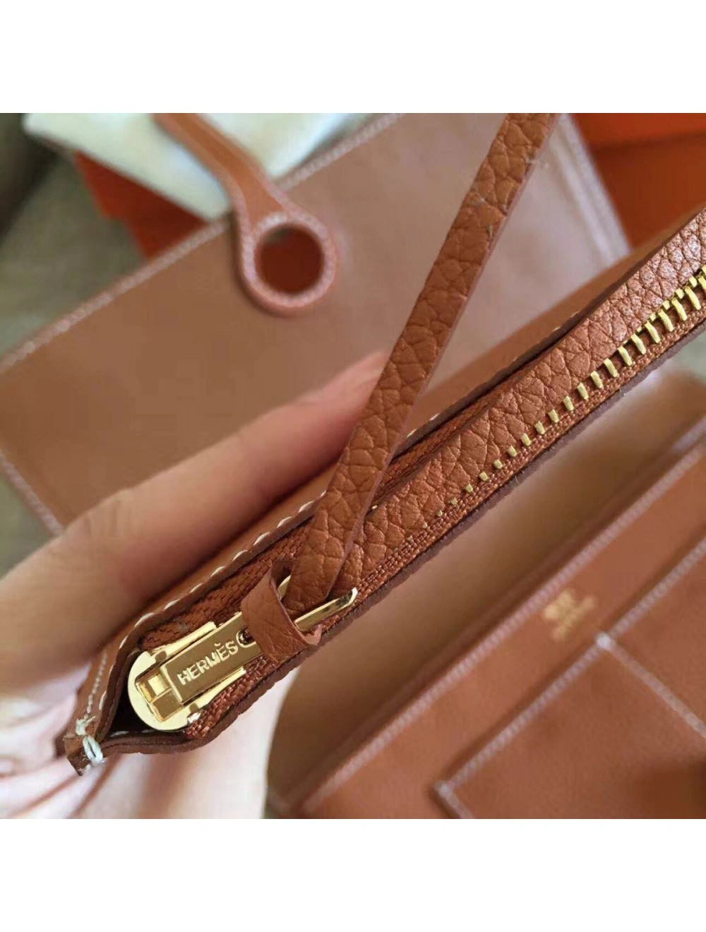 Hermes Dogon Duo Wallet In Gold Clemence Leather