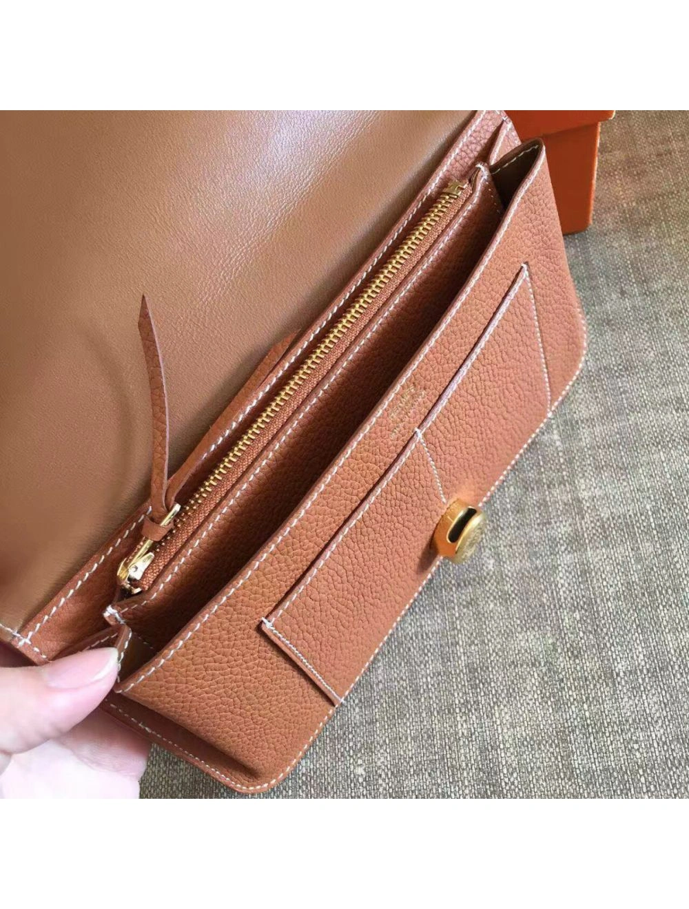 Hermes Dogon Duo Wallet In Gold Clemence Leather