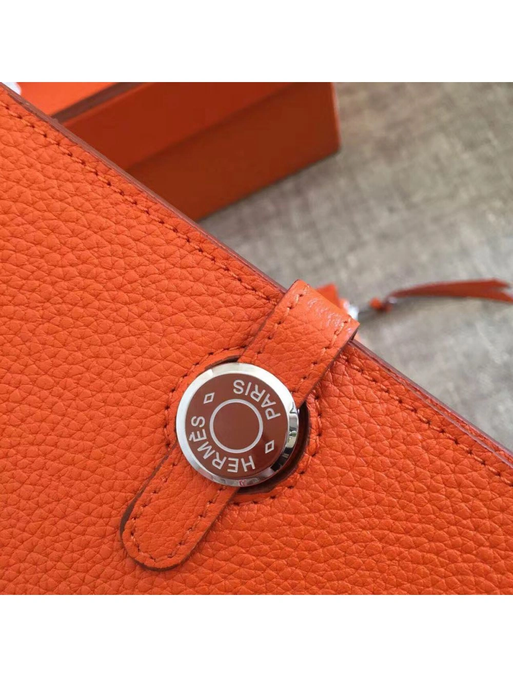 Hermes Dogon Duo Wallet In Orange Clemence Leather