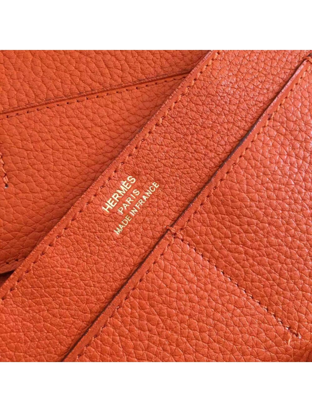 Hermes Dogon Duo Wallet In Orange Clemence Leather